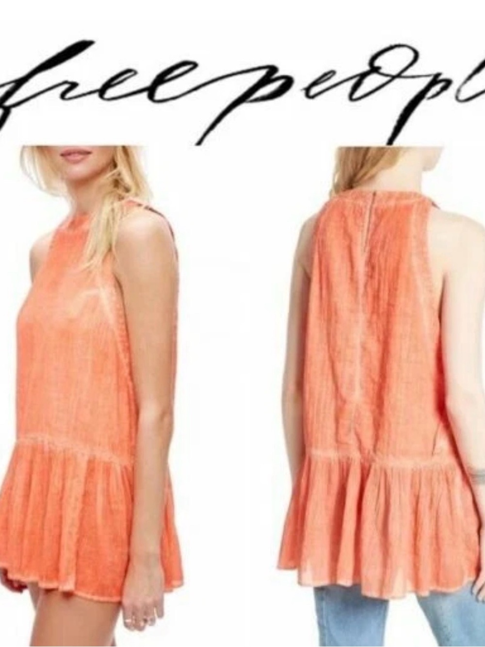 Free People Breathless Moments Tunic Endless Summer Cutout Orange Dress M